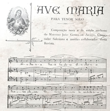 Ave Maria da revista Santa Cruz dos Salesianos de Sao Paulo do compositor João Gomes de Araújo. Acervo A.A.Bispo